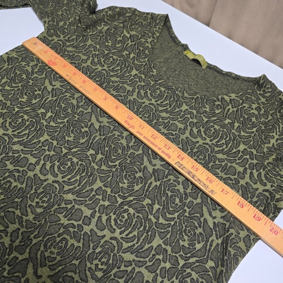 Cut Loose Shirt Women Large Green Floral Long Sleeve Pullover Stretch Goblincore - Picture 8 of 12